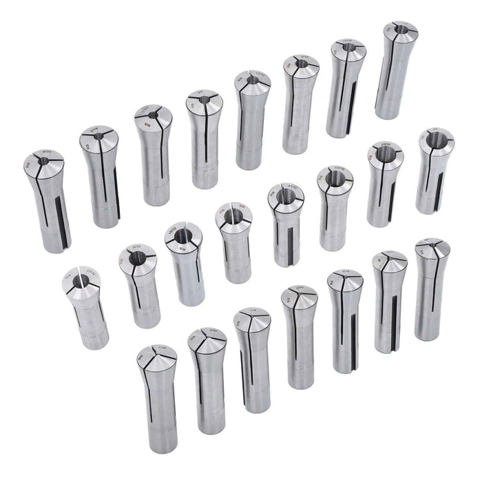DURAFORCE 23Pcs 1/16" to 3/4" R8 Collet Set for Bridgeport with 48 slot R8 Collet Rack