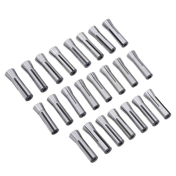 DURAFORCE 23Pcs 1/16" to 3/4" R8 Collet Set for Bridgeport with 48 slot R8 Collet Rack