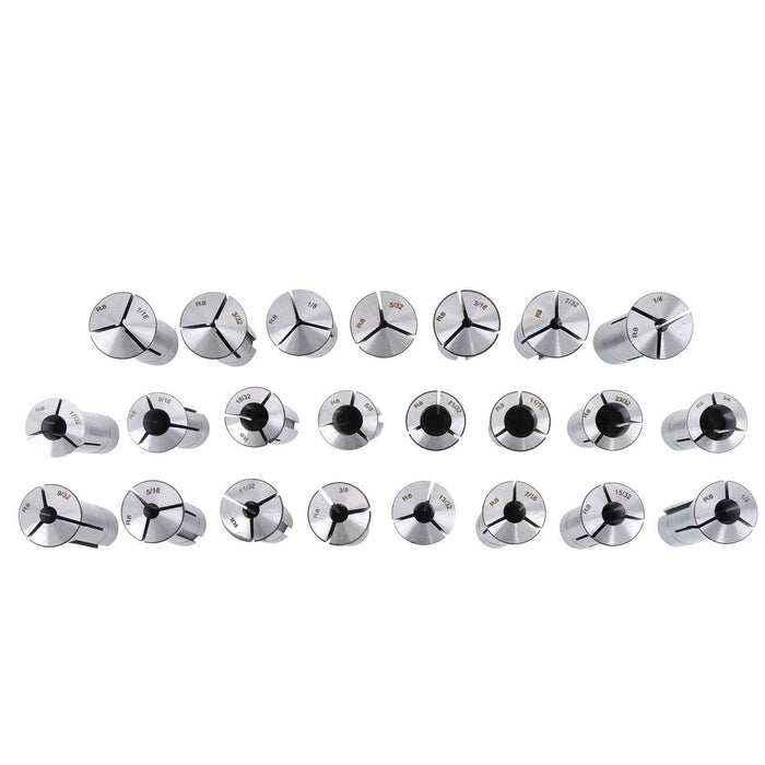 DURAFORCE 23Pcs 1/16" to 3/4" R8 Collet Set for Bridgeport with 48 slot R8 Collet Rack