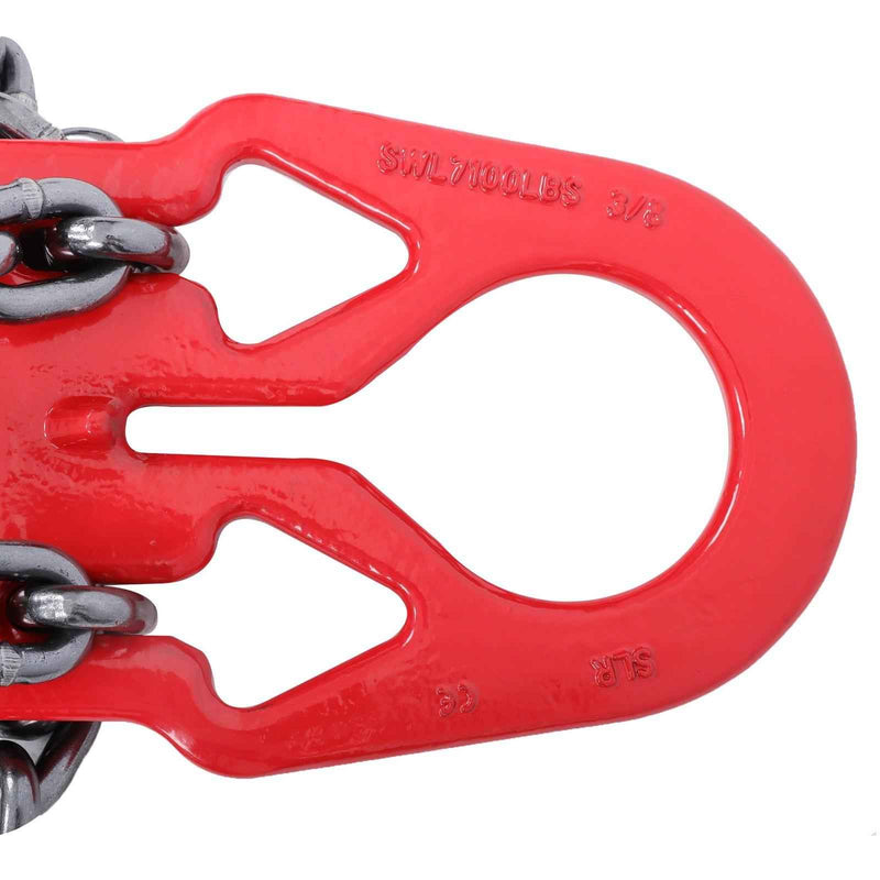 DURAFORCE 10Ft 3/8" 7100LBS Double Leg Chain Sling with Hooks, G80 Alloy Steel 2 Leg Red