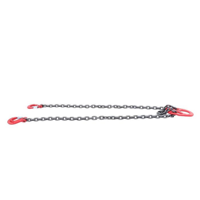 DURAFORCE 10Ft 3/8" 7100LBS Double Leg Chain Sling with Hooks, G80 Alloy Steel 2 Leg Red