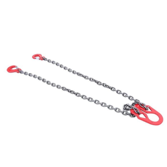 DURAFORCE 10Ft 3/8" 7100LBS Double Leg Chain Sling with Hooks, G80 Alloy Steel 2 Leg Red