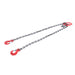DURAFORCE 10Ft 3/8" 7100LBS Double Leg Chain Sling with Hooks, G80 Alloy Steel 2 Leg Red