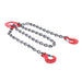 DURAFORCE 10Ft 3/8" 7100LBS Double Leg Chain Sling with Hooks, G80 Alloy Steel 2 Leg Red