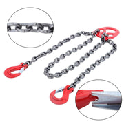 DURAFORCE 10Ft 3/8" 7100LBS Double Leg Chain Sling with Hooks, G80 Alloy Steel 2 Leg Red