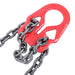 DURAFORCE 10Ft 3/8" 7100LBS Double Leg Chain Sling with Hooks, G80 Alloy Steel 2 Leg Red