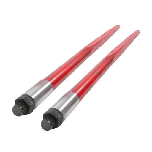 DURAFORCE Red Hay Bale Spear 49" Bale Spear 4500lbs Capacity Spike Fork For Tractor 2-Pack