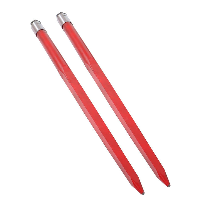 DURAFORCE Red Hay Bale Spear 49" Bale Spear 4500lbs Capacity Spike Fork For Tractor 2-Pack