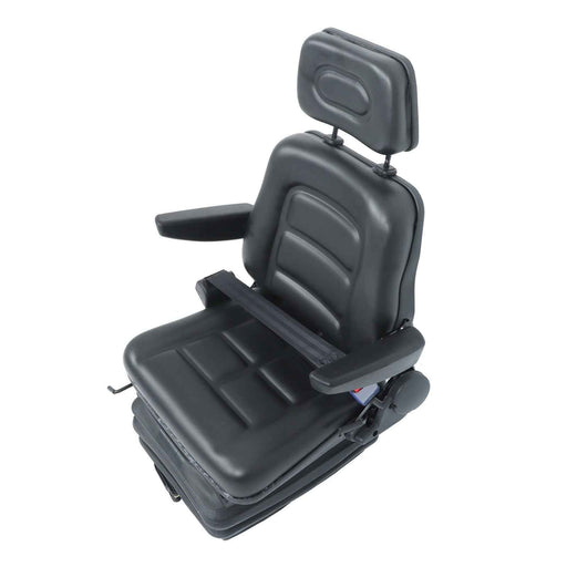 DURAFORCE Adjustable Backrest Black Suspension Tractor & Forklift Seat Armrest Safety Belt