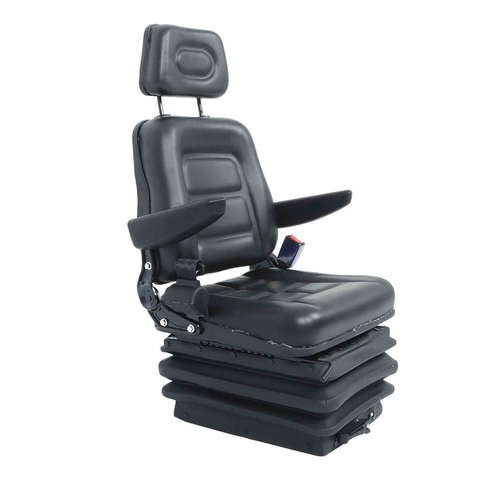 DURAFORCE Adjustable Backrest Black Suspension Tractor & Forklift Seat Armrest Safety Belt
