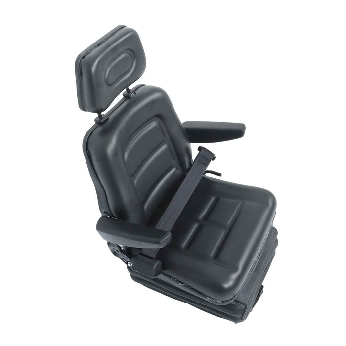 DURAFORCE Adjustable Backrest Black Suspension Tractor & Forklift Seat Armrest Safety Belt