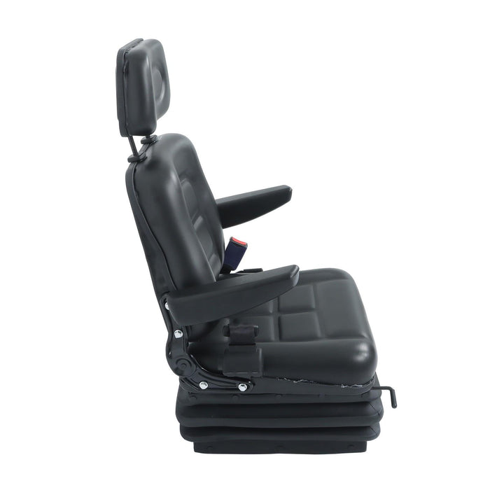 DURAFORCE Adjustable Backrest Black Suspension Tractor & Forklift Seat Armrest Safety Belt