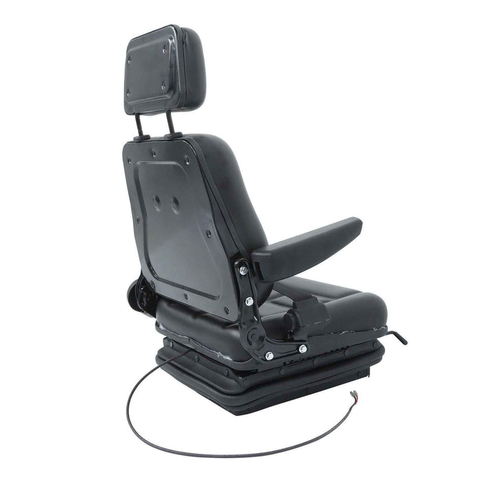 DURAFORCE Adjustable Backrest Black Suspension Tractor & Forklift Seat Armrest Safety Belt