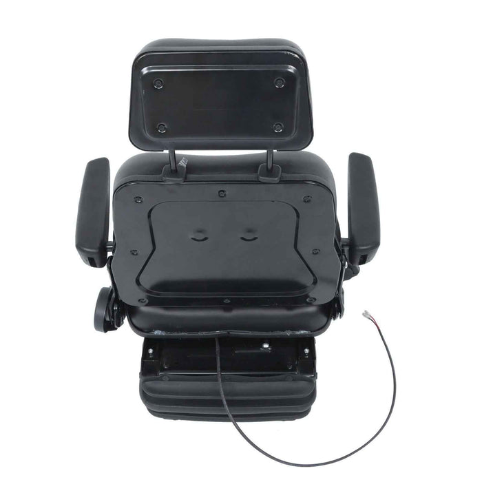 DURAFORCE Adjustable Backrest Black Suspension Tractor & Forklift Seat Armrest Safety Belt