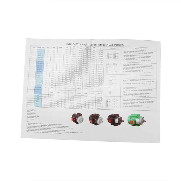 DURAFORCE Electric Motor 2 HP 3 Phase 56C Frame 1800 RPM TEFC 230 / 460 Volt