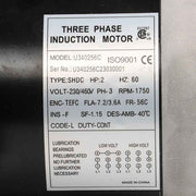 DURAFORCE Electric Motor 2 HP 3 Phase 56C Frame 1800 RPM TEFC 230 / 460 Volt