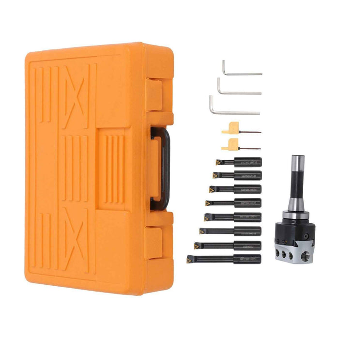 DURAFORCE Shank R8 10Pcs 3/4" Boring Bar Set 7/16×20UNF Boring Head Sets Indexable Tipped