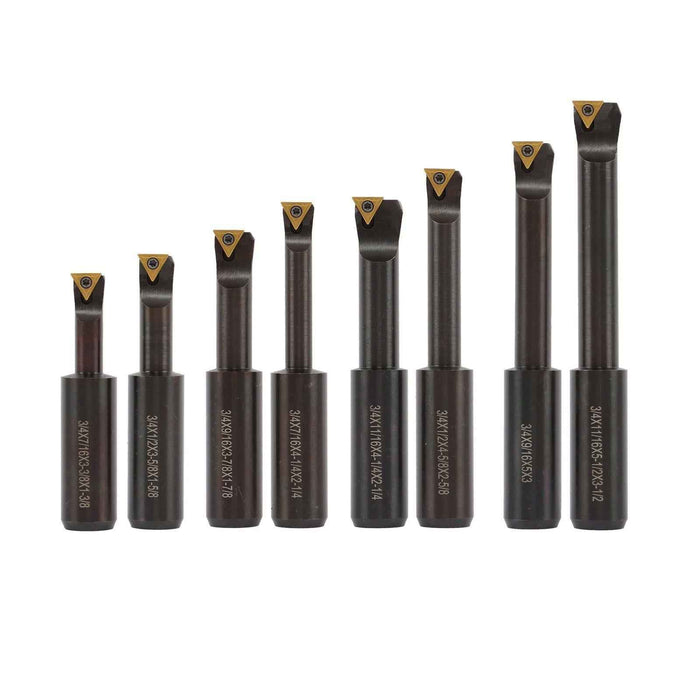 DURAFORCE Threaded 8Pcs 3/4" Boring Bar Set 1-1/2-18 Threads And R8 Shank 3" Boring Head