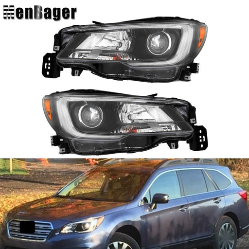 DURAFORCE LH&RH Halogen Clear Headlight Black Headlamp For 2018 2019 Subaru Legacy/Outback