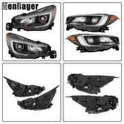 DURAFORCE LH&RH Halogen Clear Headlight Black Headlamp For 2018 2019 Subaru Legacy/Outback