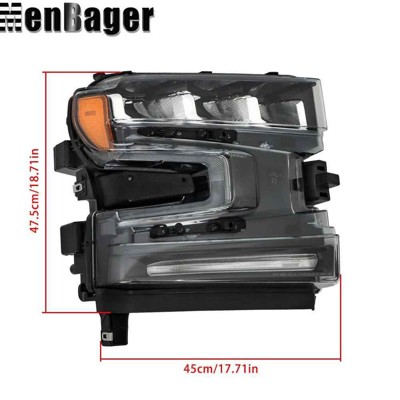 DURAFORCE For Chevrolet Silverado 1500 2019 2020 Clear Lens Headlight Assembly Right LED