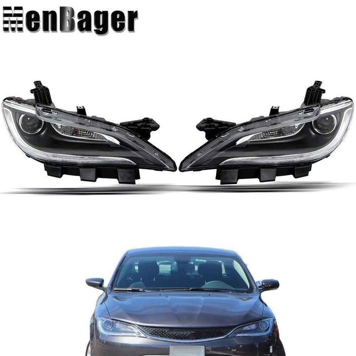 DURAFORCE For Chrysler 200 2016-2017 Halogen Headlights Assy Driver&Passenger w/o LED DRL