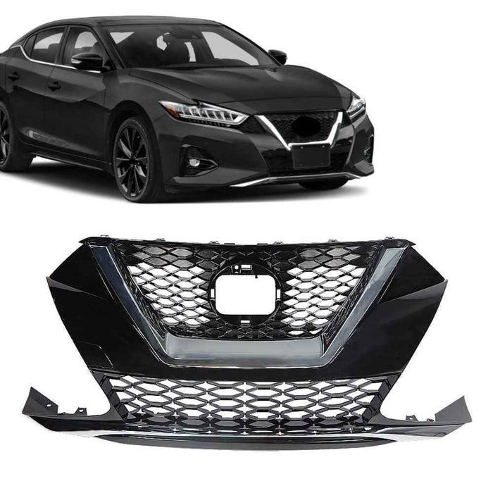 DURAFORCE For 2019-2021 Nissan Maxima Black W/Chrome 623109DJ0A Front Upper Grille Grill