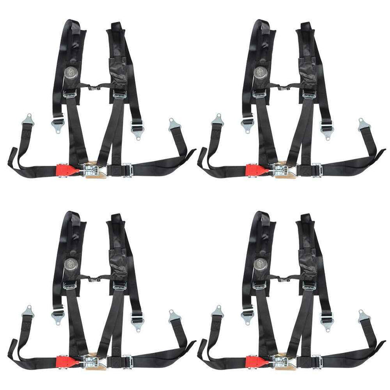 DURAFORCE USA 4 Pack Seat Belt Harness 4 Point 2" Padded Black For Polaris RZR XP S 4 1000