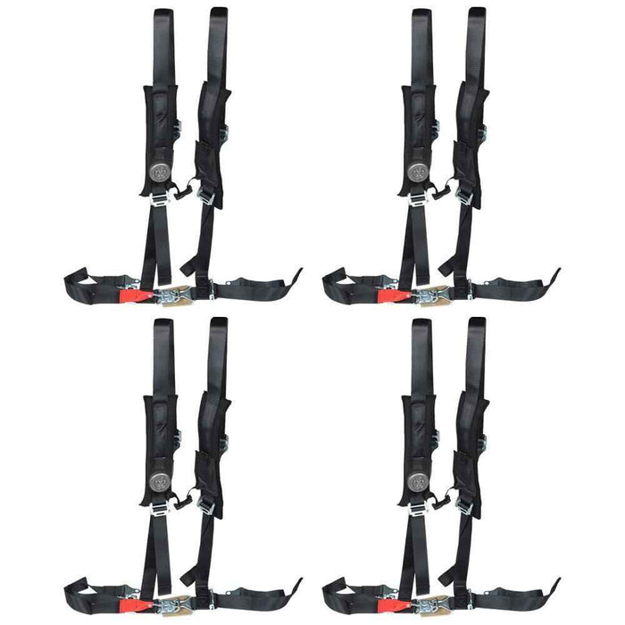 DURAFORCE USA 4 Pack Seat Belt Harness 4 Point 2" Padded Black For Polaris RZR XP S 4 1000
