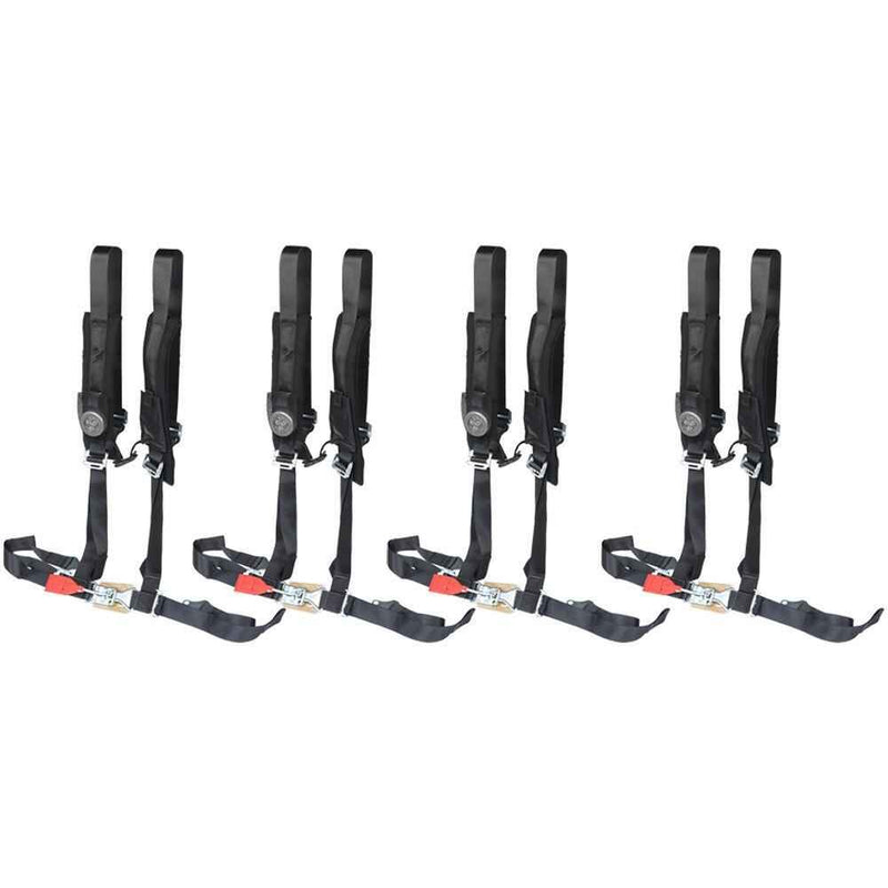 DURAFORCE USA 4 Pack Seat Belt Harness 4 Point 2" Padded Black For Polaris RZR XP S 4 1000