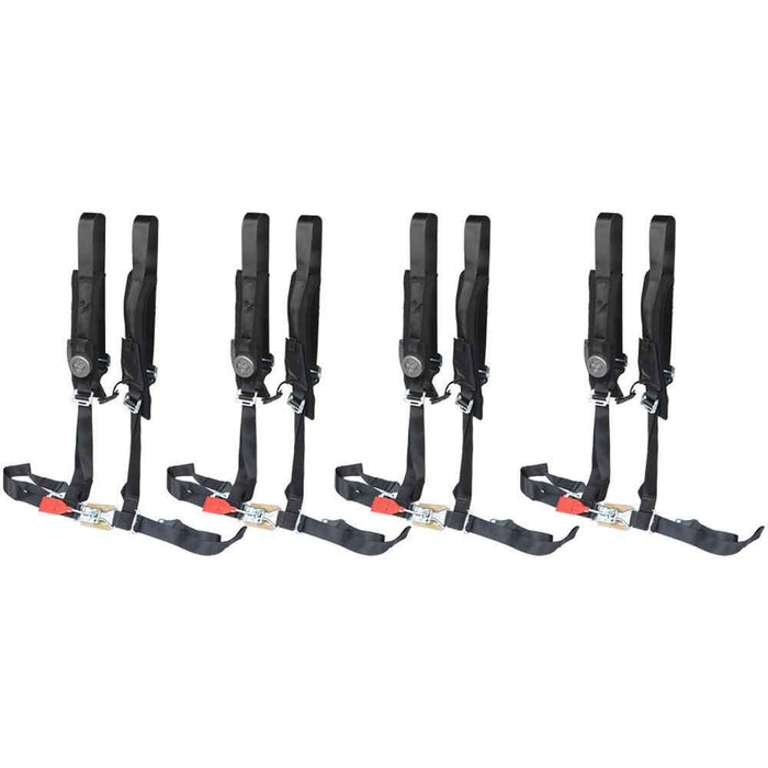 DURAFORCE USA 4 Pack Seat Belt Harness 4 Point 2" Padded Black For Polaris RZR XP S 4 1000