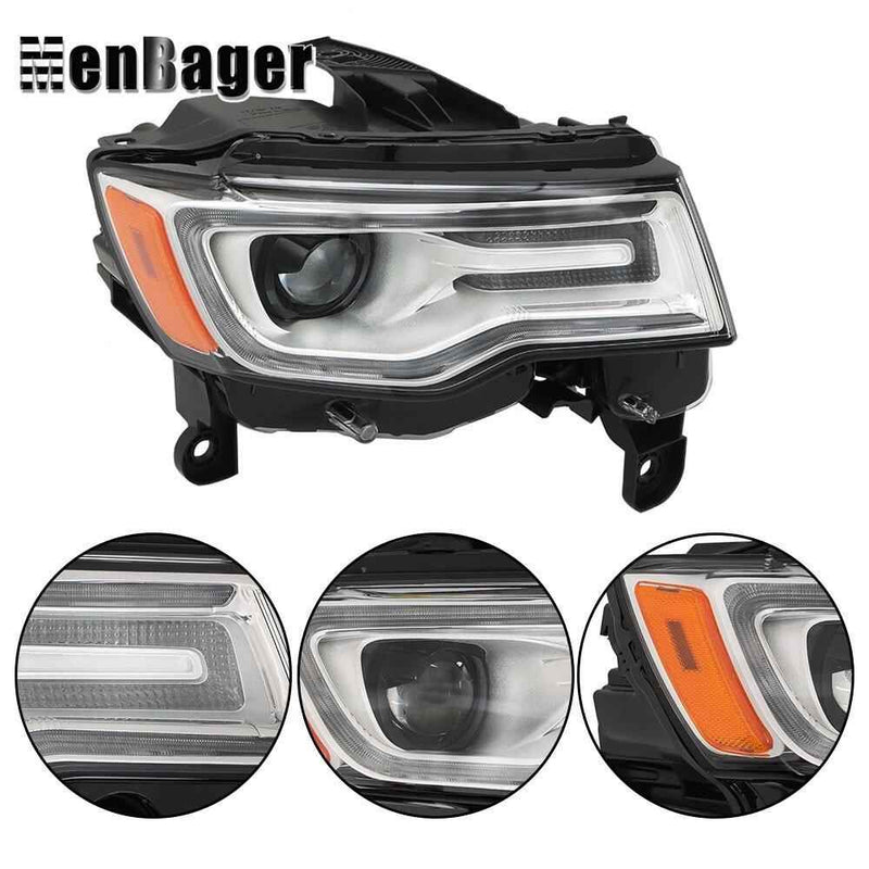 DURAFORCE For 2019 2020 2021 Jeep Grand Cherokee Passenger Side HID/Xenon Chrome Headlight