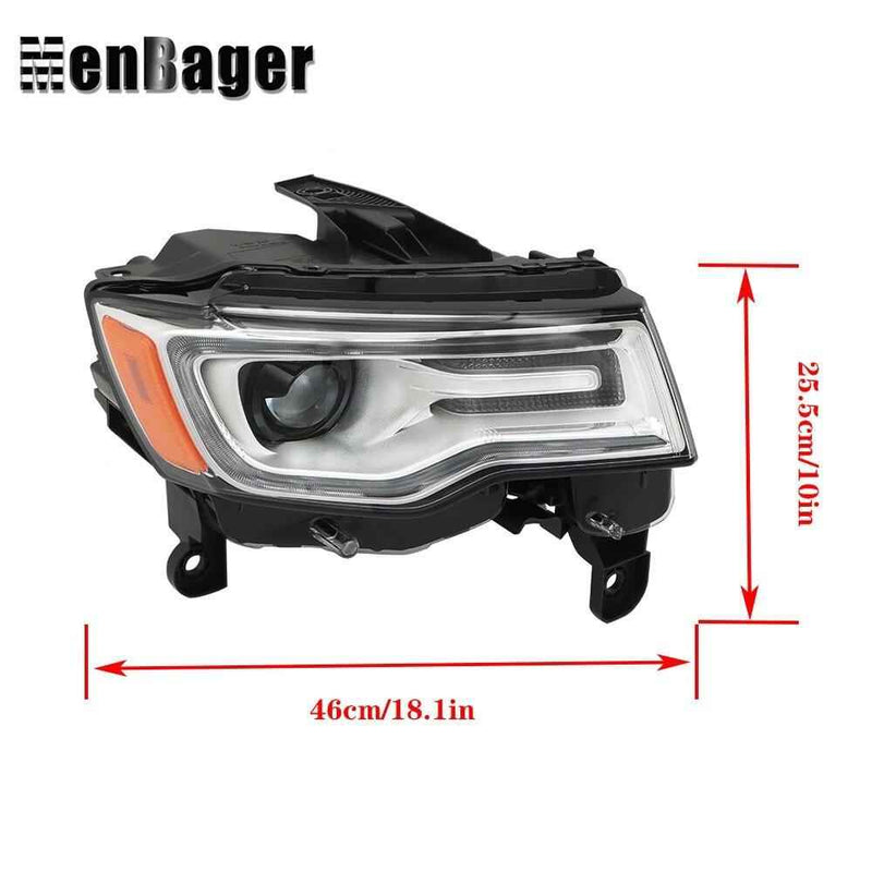 DURAFORCE For 2019 2020 2021 Jeep Grand Cherokee Passenger Side HID/Xenon Chrome Headlight