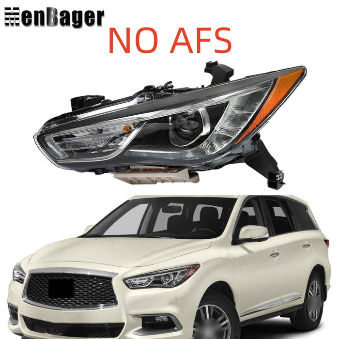DURAFORCE Headlight For 2016 2017 2018 Infiniti QX60 Xenon/HID Headlamp NO AFS Left Side