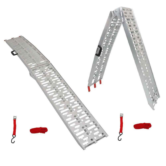DURAFORCE For Truck Motorcycle Lawn Mower ATV UTV 7.5' Aluminum Folding Loading Ramps 2pcs