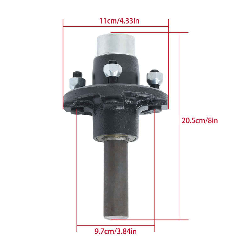 DURAFORCE 6 × Pre-Assembled Trailer Axle Kit W/4 on 4" Bolt Idler 1" Hub Round BT8 Spindle