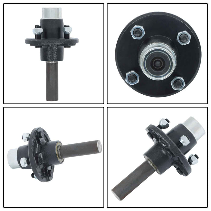 DURAFORCE 6 × Pre-Assembled Trailer Axle Kit W/4 on 4" Bolt Idler 1" Hub Round BT8 Spindle