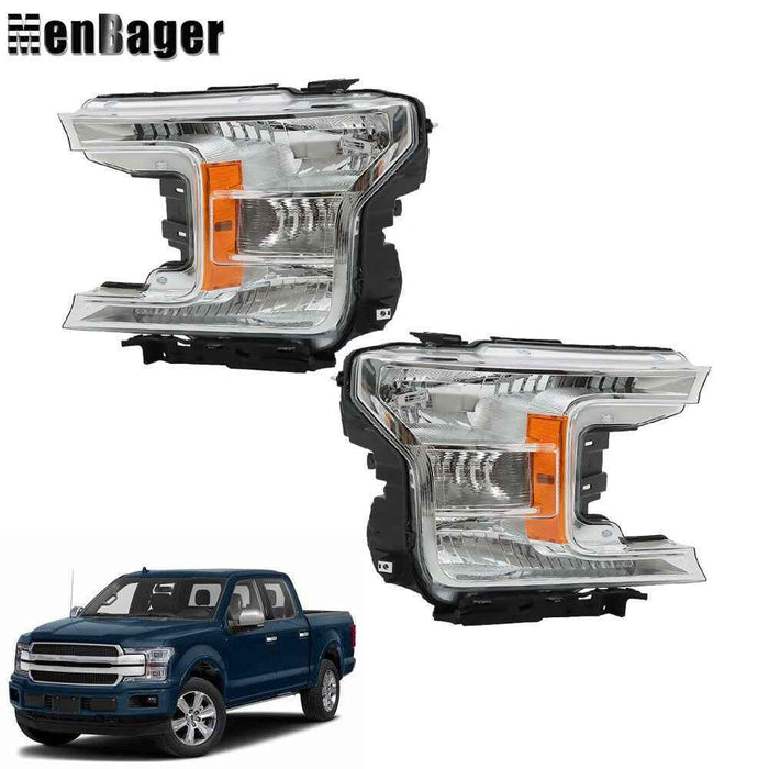 DURAFORCE Headlamps Clear Lens Halogen Fit For 2018 2019 2020 Ford F-150 LH+RH Headlights