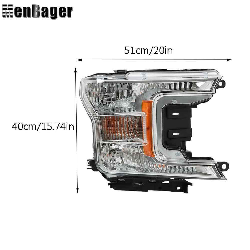 DURAFORCE Headlamps Clear Lens Halogen Fit For 2018 2019 2020 Ford F-150 LH+RH Headlights