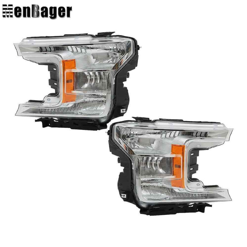 DURAFORCE Headlamps Clear Lens Halogen Fit For 2018 2019 2020 Ford F-150 LH+RH Headlights