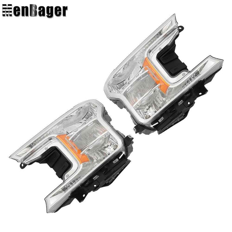 DURAFORCE Headlamps Clear Lens Halogen Fit For 2018 2019 2020 Ford F-150 LH+RH Headlights