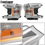 DURAFORCE Headlamps Clear Lens Halogen Fit For 2018 2019 2020 Ford F-150 LH+RH Headlights