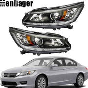 DURAFORCE Halogen Left&Right Side Headlights W/LED DRL For 2013-2015 Honda Accord Sedan