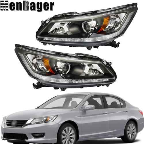 DURAFORCE Halogen Left&Right Side Headlights W/LED DRL For 2013-2015 Honda Accord Sedan