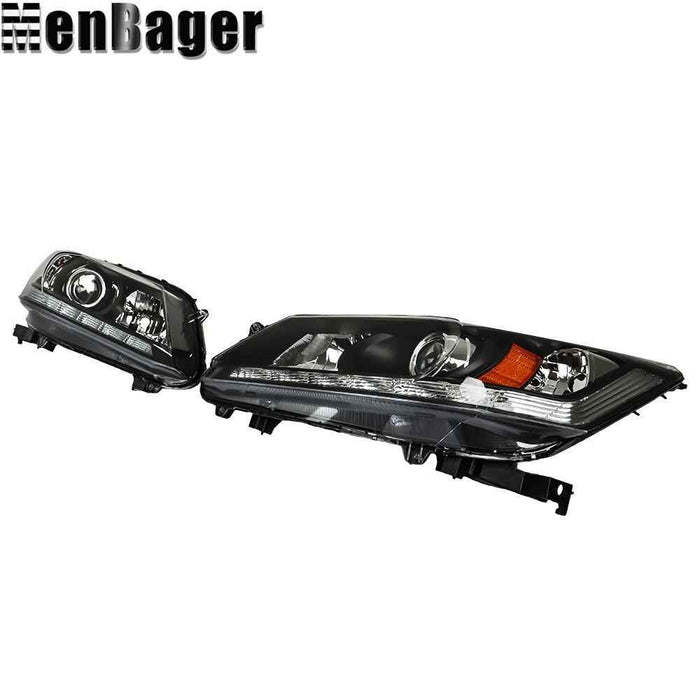 DURAFORCE Halogen Left&Right Side Headlights W/LED DRL For 2013-2015 Honda Accord Sedan
