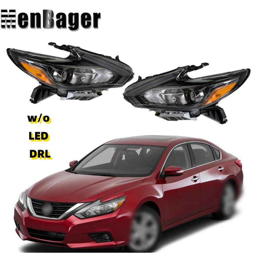 DURAFORCE Headlights Halogen For 2016-18 Nissan Altima W/O LED DRL Driver&Passenger Lamps