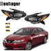 DURAFORCE Headlights Halogen For 2016-18 Nissan Altima W/O LED DRL Driver&Passenger Lamps