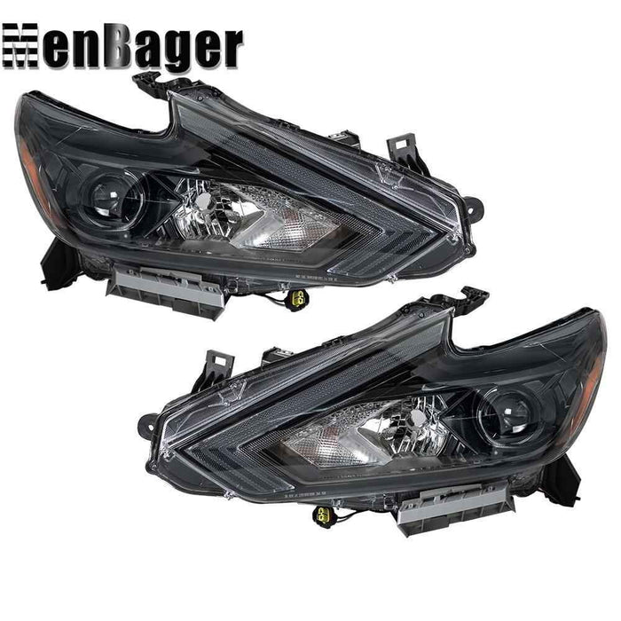 DURAFORCE Headlights Halogen For 2016-18 Nissan Altima W/O LED DRL Driver&Passenger Lamps
