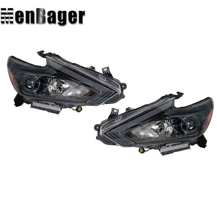DURAFORCE Headlights Halogen For 2016-18 Nissan Altima W/O LED DRL Driver&Passenger Lamps