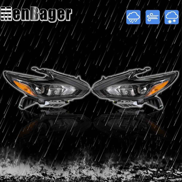 DURAFORCE Headlights Halogen For 2016-18 Nissan Altima W/O LED DRL Driver&Passenger Lamps